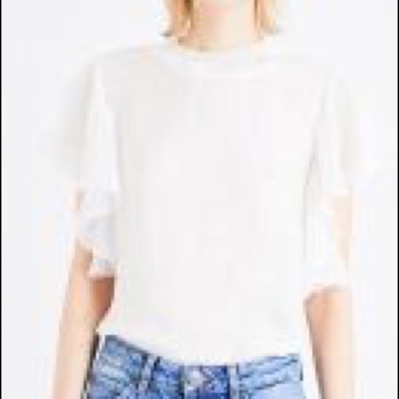 NWT Sandro Paris Anais Woven Flutter Sleeve Blouse - Picture 1 of 8